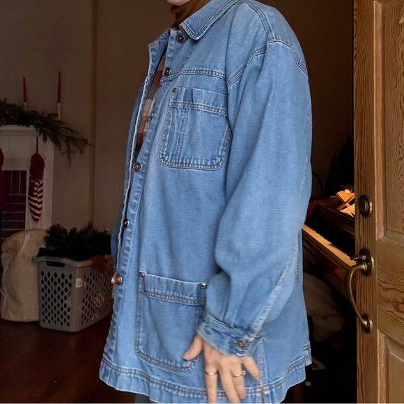 Vintage Denim Chore Jacket | Lightweight Spring Utility Layer | Size Large - Picture 3 of 8